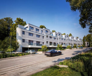 Photo d’un appartement neuf de la résidence VALÉRIA à Luxembourg-Kirchberg. Découvrez des studios, appartements 1 chambre et duplex 4 chambres avec terrasse, cave privative et prestations de qualité, idéalement situés dans un cadre calme et verdoyant au cœur du quartier financier de Luxembourg.